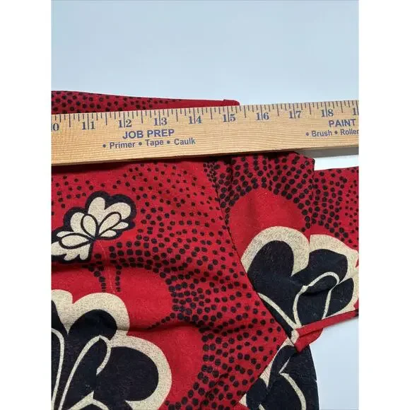 Tristan & Iseut Wrap Dress Small Knee Japanese Floral Red Ruffle Retro 70s Y2K - Picture 15 of 16